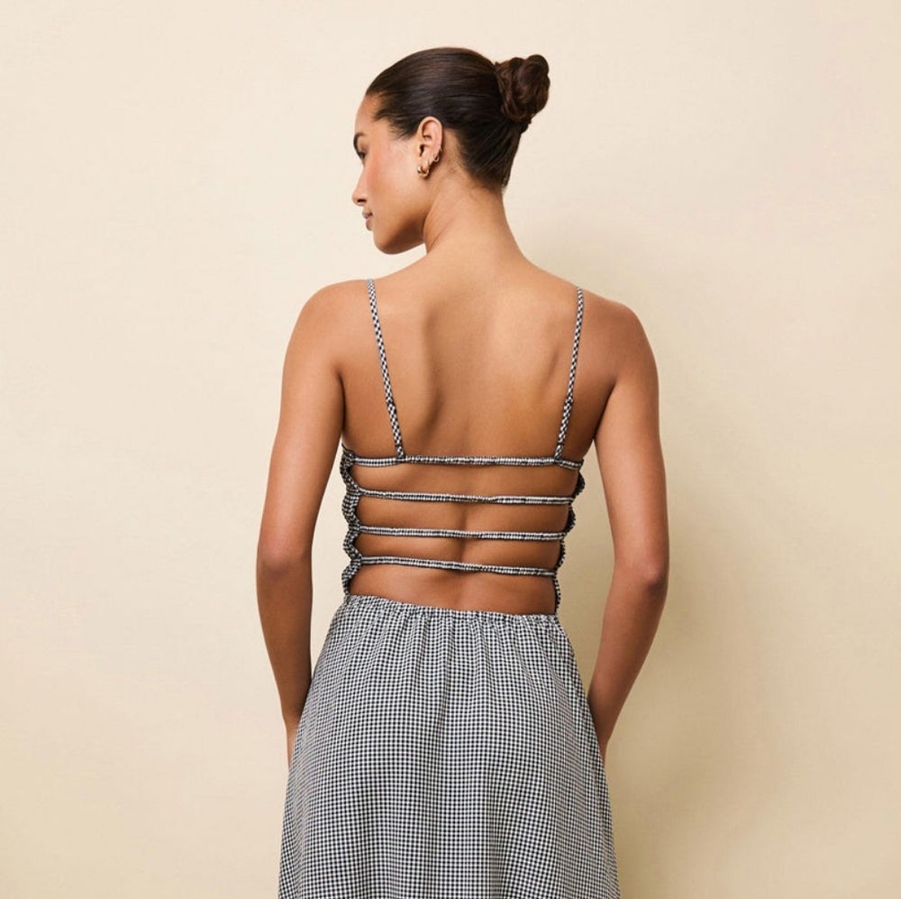 Solid & Striped Delta Midi Dress Noir Gingham